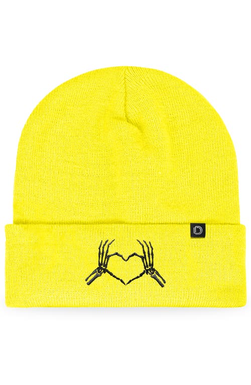 Dalix Heart Of Bones Beanie In Neon Yellow