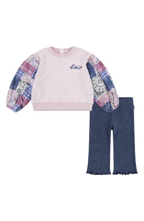 Patchwork Pullover & Flare Leggings Set (Baby)