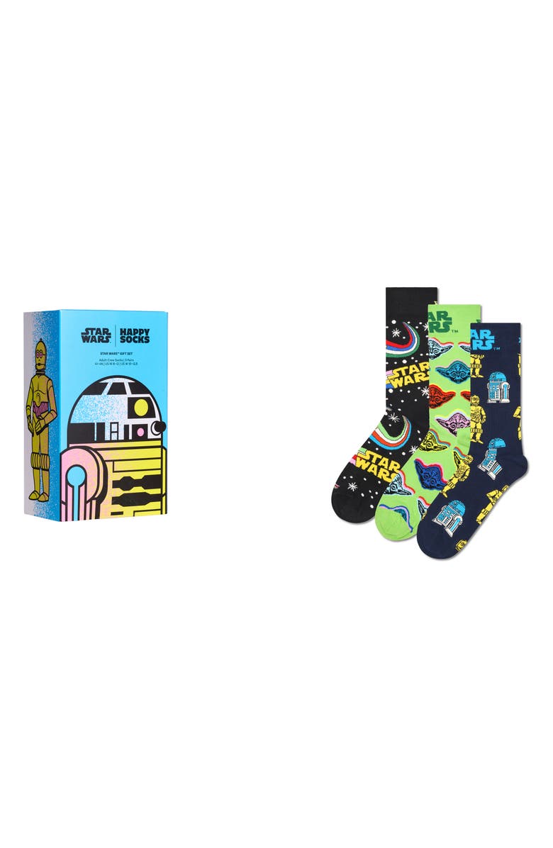 Happy Socks Assorted 3-Pack Star Wars Socks Gift Box, Main, color, Black