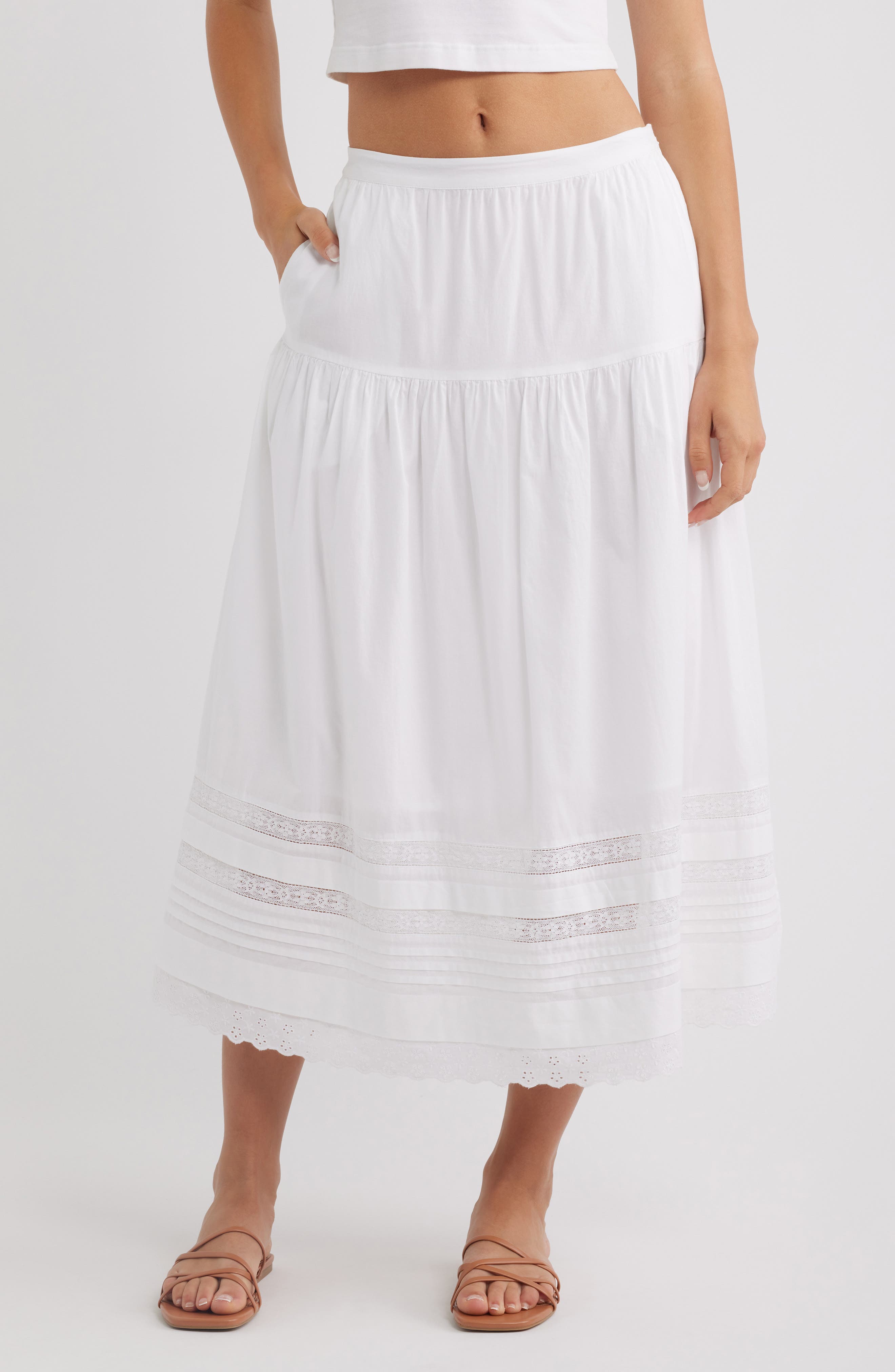 Pintucked Midi Skirt (Women) | Nordstrom