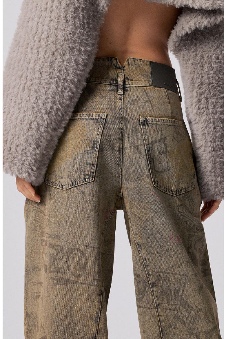 Graffiti Print Wide Leg Jeans, Alternate, color, MEDIUM BEIGE