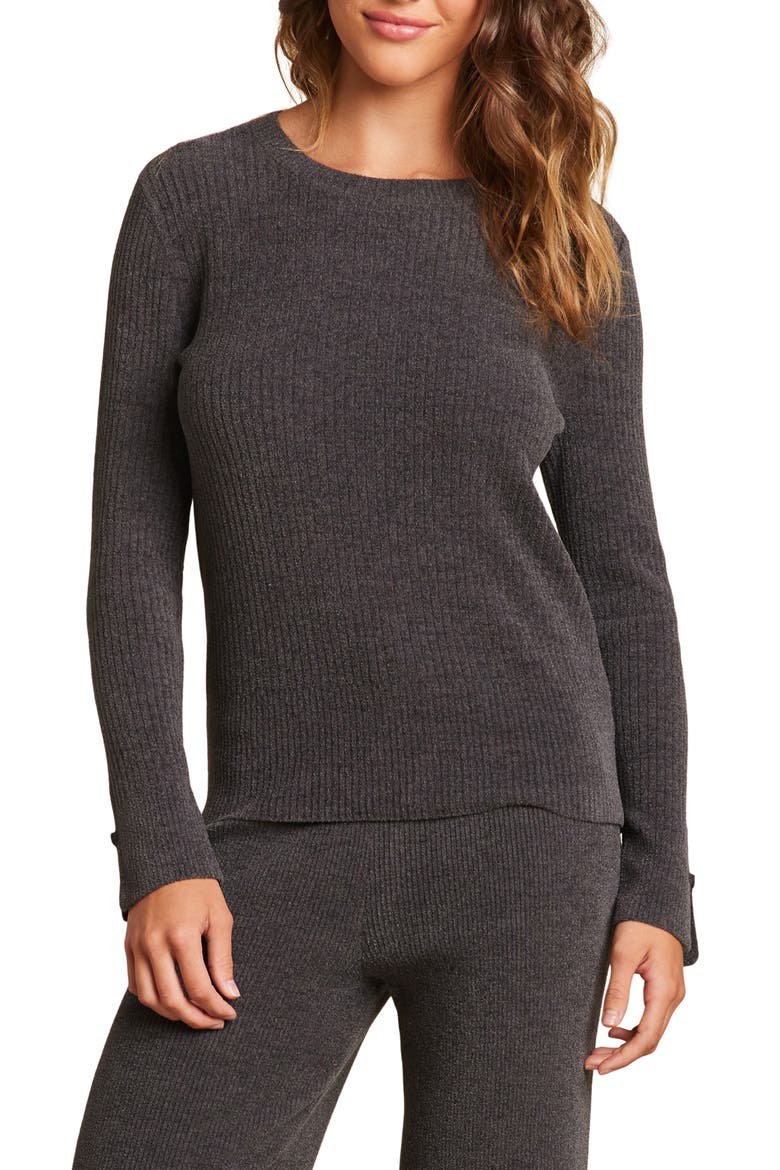 CozyChic® Rib Crewneck Lounge Top, Main, color, CARBON