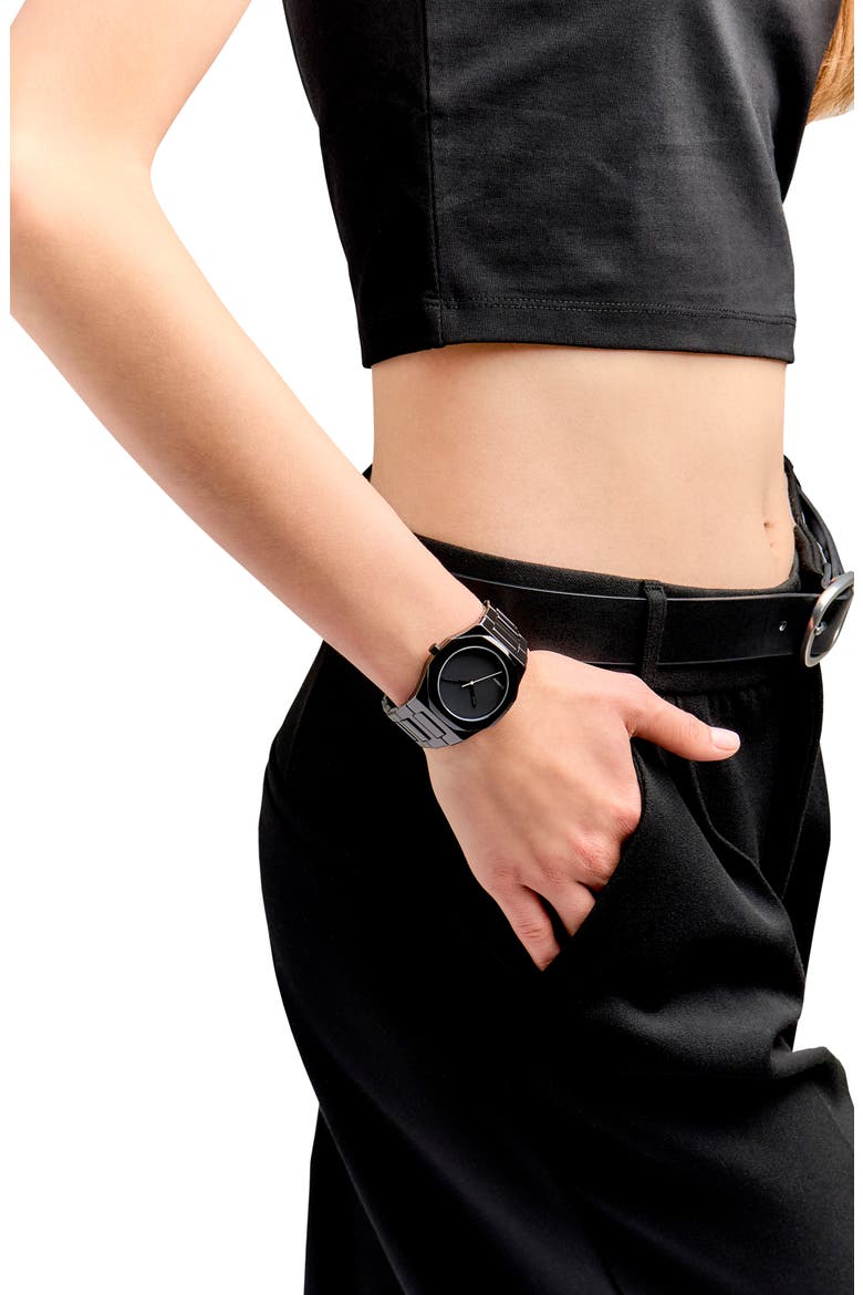 Ceramica Bracelet Watch, 37mm, Alternate, color, BLACK