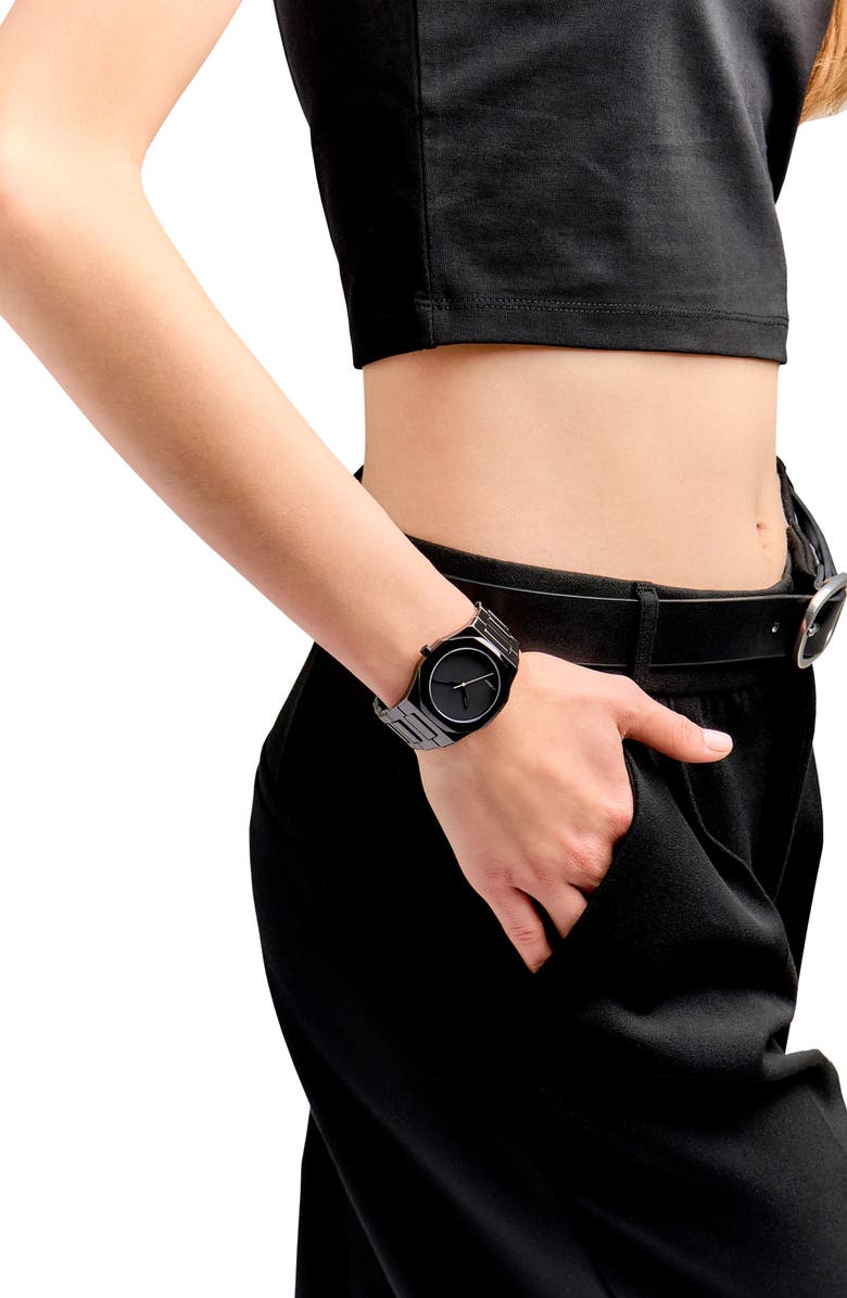 D1 Milano Ceramica Bracelet Watch, 37mm, Alternate, color, Black