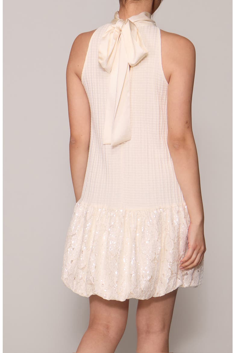Bubble Hem Halter Minidress, Alternate, color, CREAM