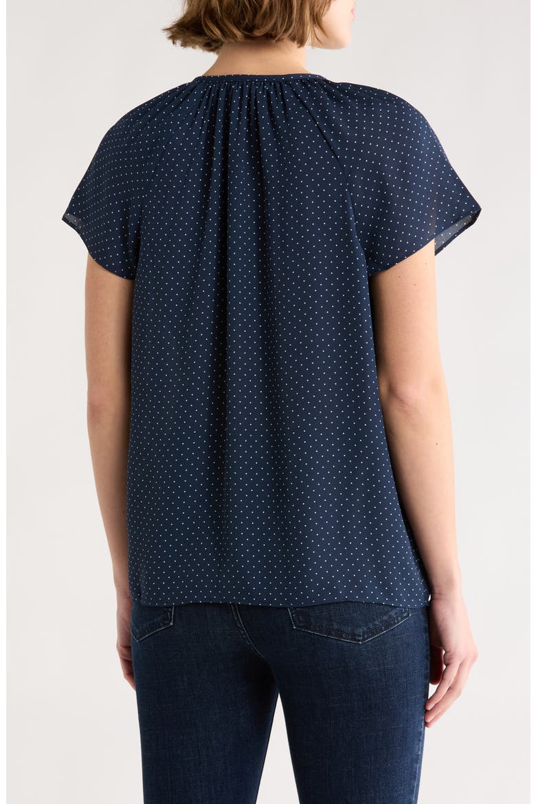 Dot Print Cap Sleeve Top, Alternate, color, NAVY