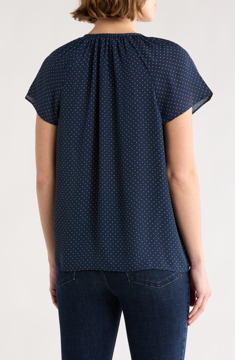 Brooks Brothers Dot Print Cap Sleeve Top, Alternate, color, Navy