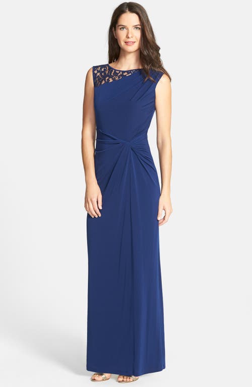 Ellen Tracy Column Gown in Navy 