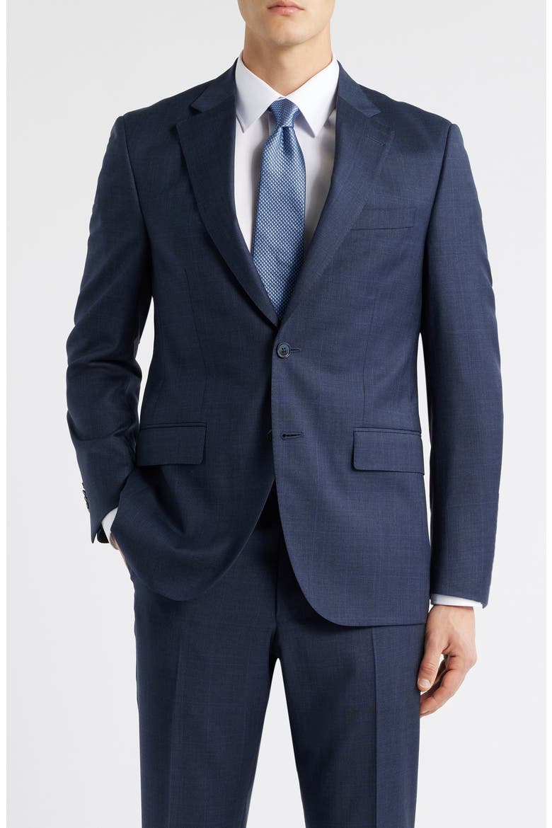 Flynn Classic Fit Plaid Wool Suit, Alternate, color, NAVY