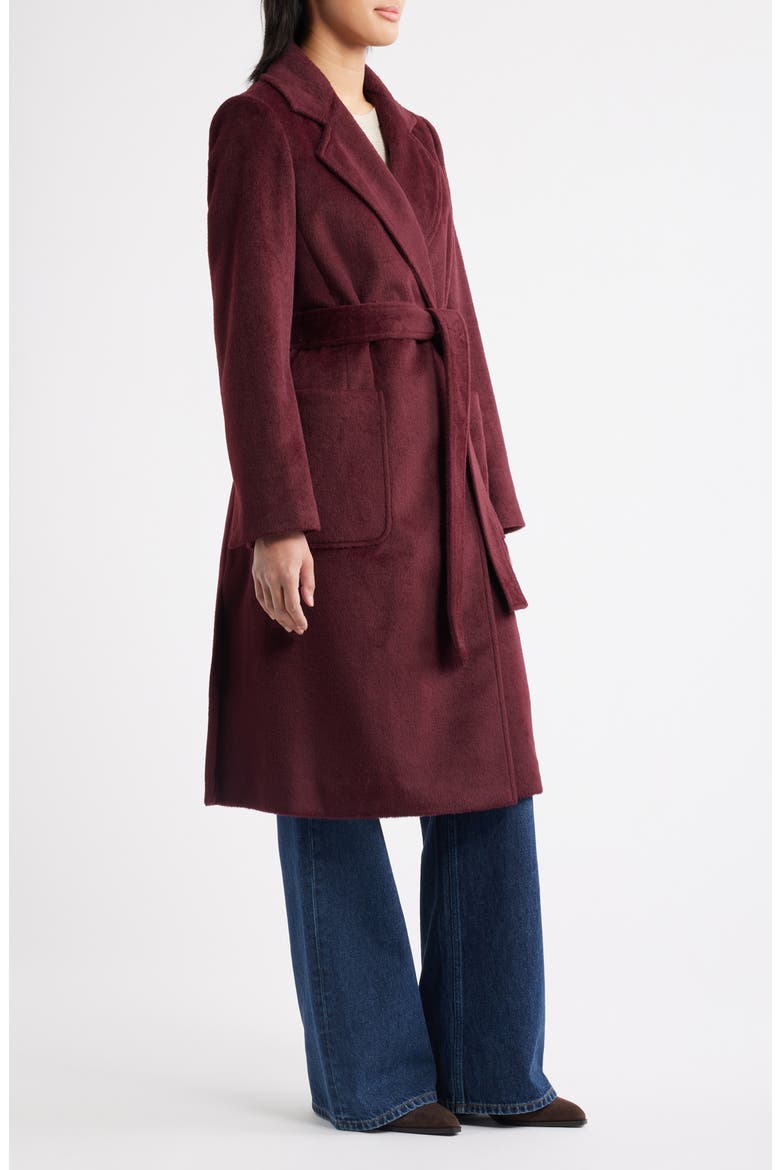 Longline Wrap Coat, Alternate, color, MERLOT