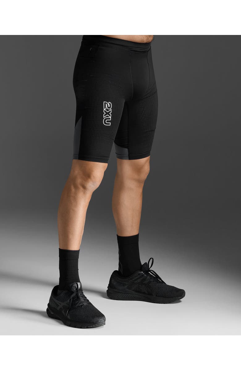 2XU Light Speed React Comp Shorts, Alternate, color, Black/White Reflective