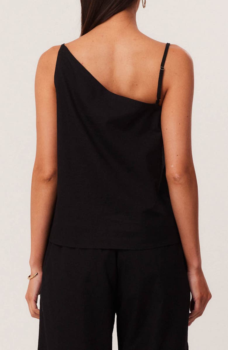 SNDYS Ismene Asymmetrical One Shoulder Linen & Cotton Blend Top, Alternate, color, Black