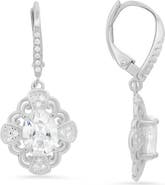 Queen Jewels Sterling Silver Filigree CZ Drop Earrings