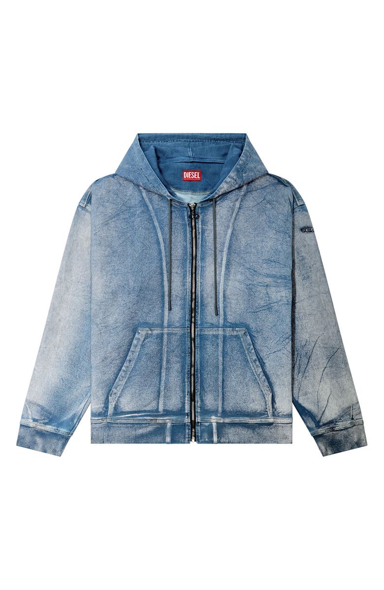 DIESEL<sup>®</sup> D-Gir-S Track Tie Dye Denim Zip-Up Hoodie, Alternate, color,