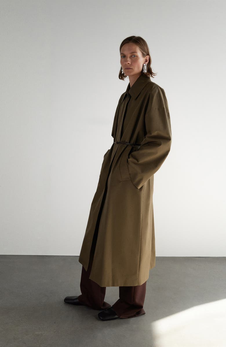 MANGO Selection Belted Cotton Blend Trench Coat, Alternate, color, Medium Brown