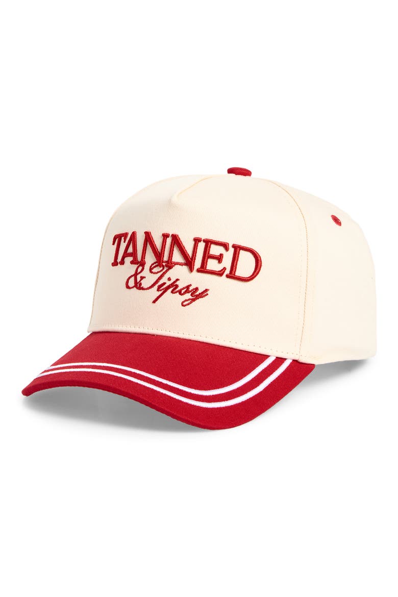 Tanned & Tipsy Baseball Cap, Main, color, RED