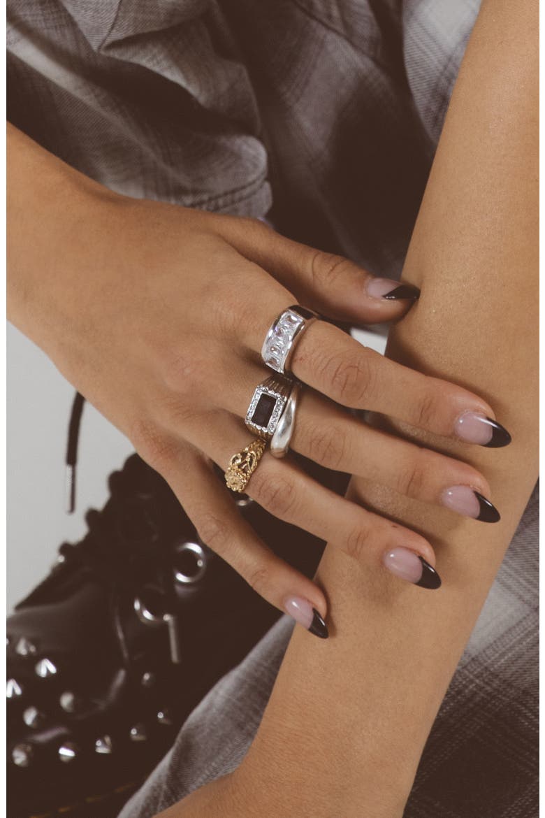 Levi Onyx Cocktail Ring, Alternate, color, SILVER