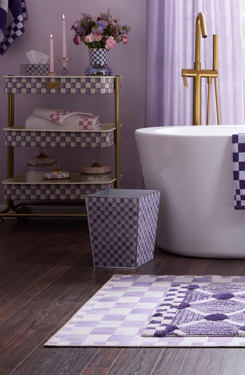 MACKENZIE CHILDS Violet Check Waste Bin, Alternate, color, Violet