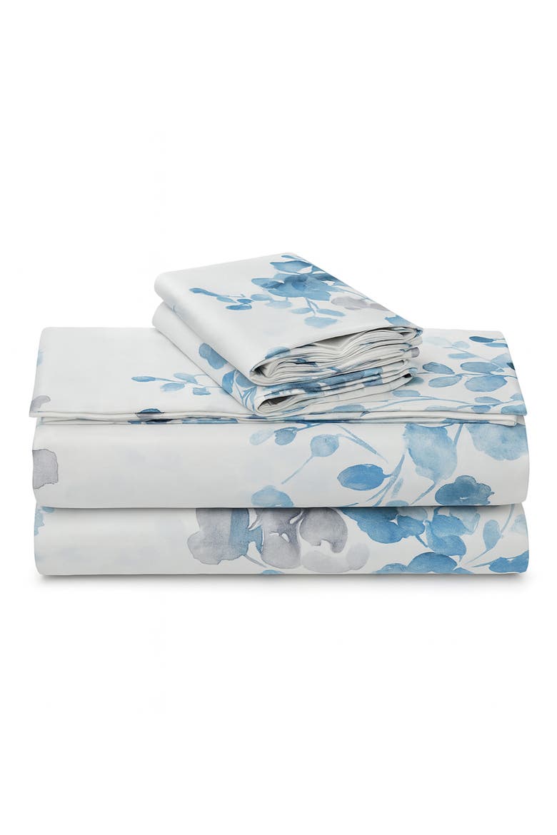 300 Thread Count Organic Cotton Sateen Sheet Set, Main, color, GREY MULTICOLOR