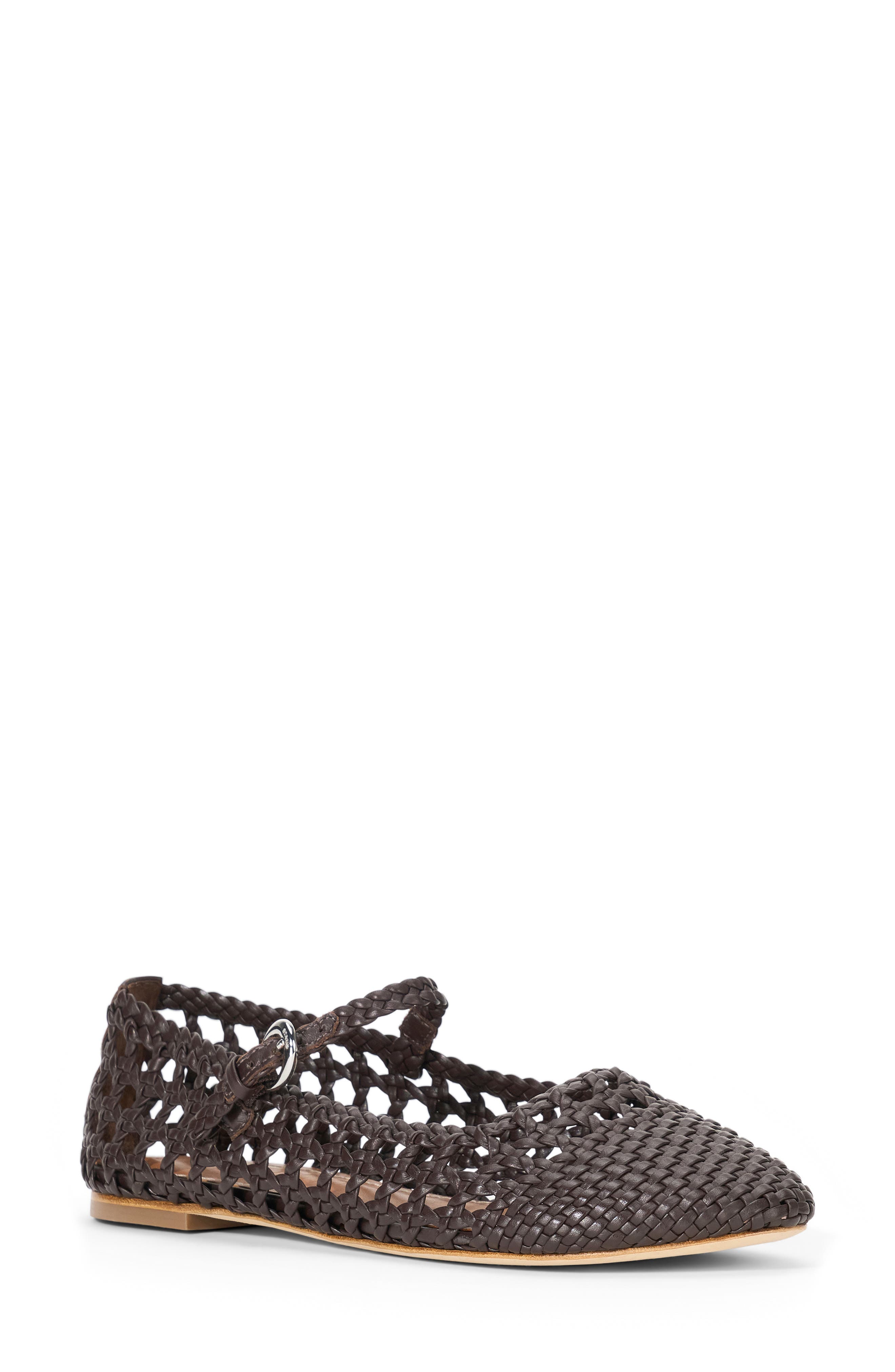 Nell Woven Mary Jane Flat, Main, color, ESPRESSO