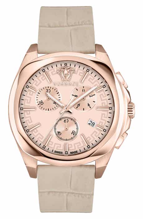 Versace Medusa Chronograph Quartz Croc Embossed Leather Strap Watch, 40mm