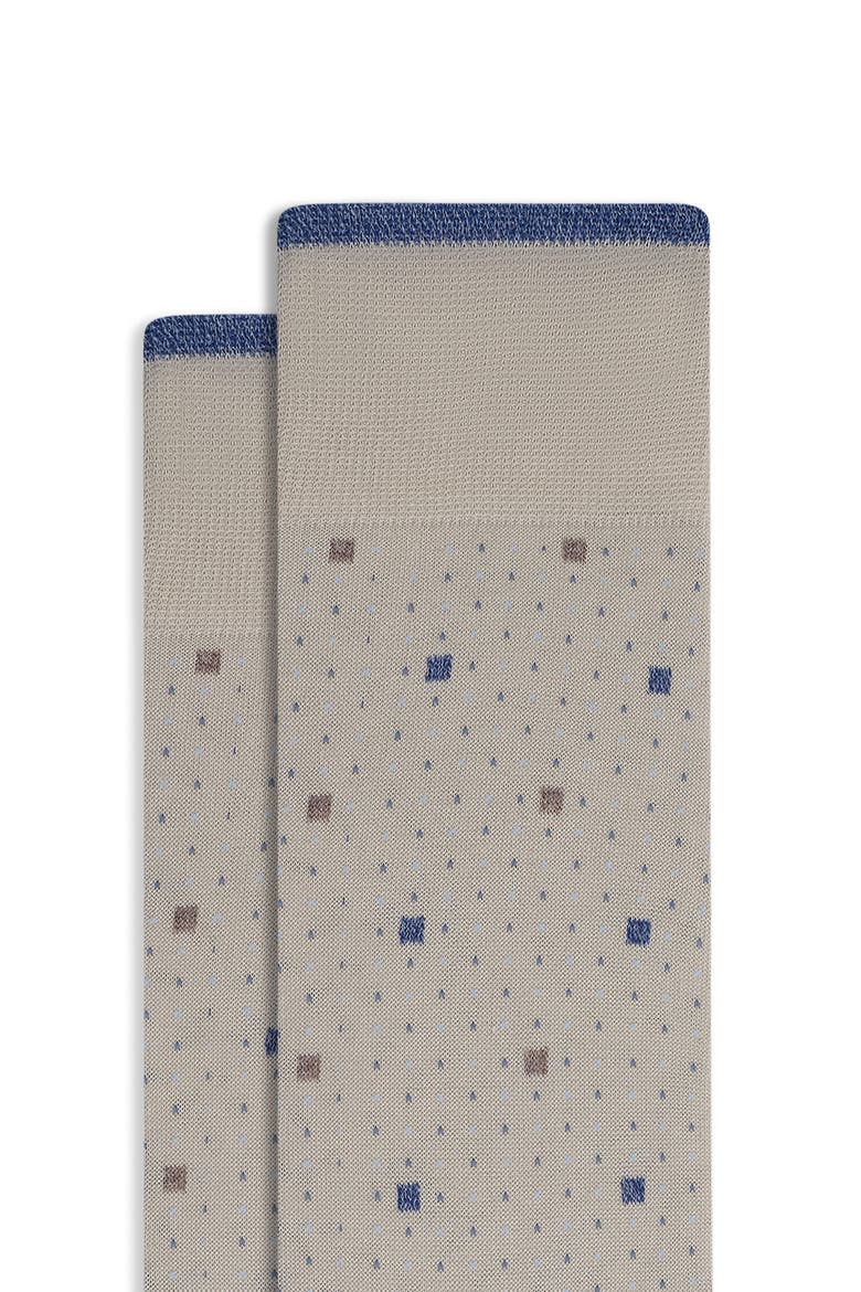 Geo Pattern Mercerized Cotton Blend Dress Socks, Alternate, color, ALMOND