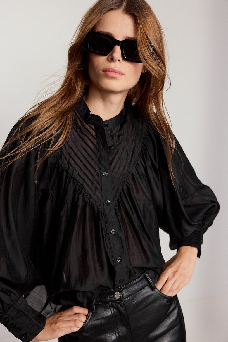 The Shiv Ruffled Shirt, Alternate, color, Black