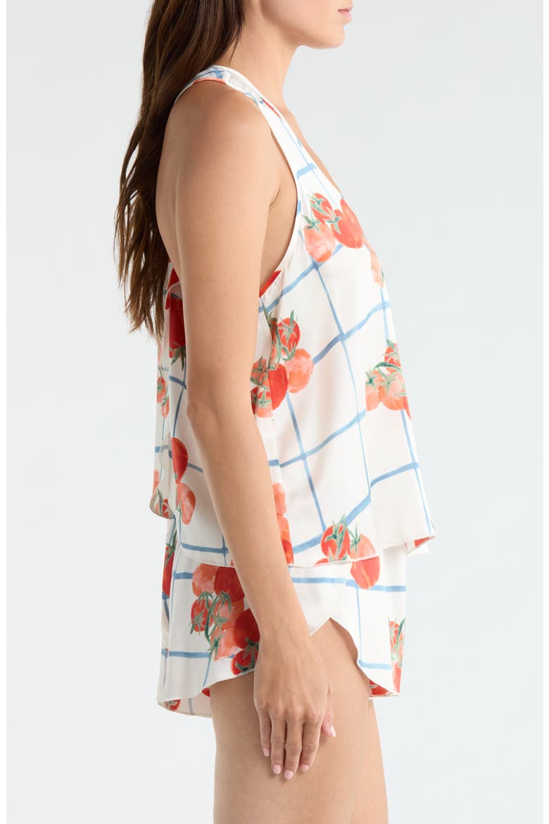 Racerback Washable Silk Short Pajamas, Alternate, color, SUMMER HARVEST