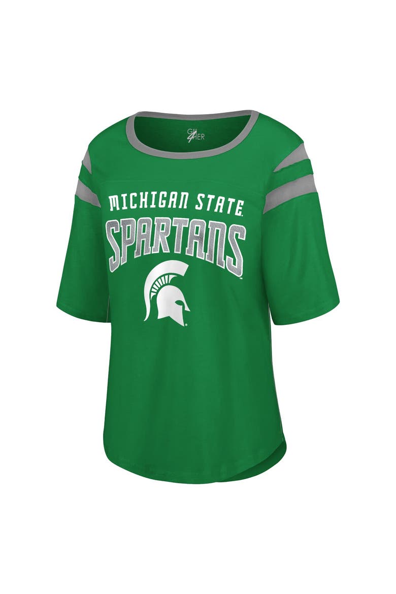 Women's G-III 4Her by Carl Banks Green Michigan State Spartans Plus Size Linebacker Half-Sleeve T-Shirt, Alternate, color, Green