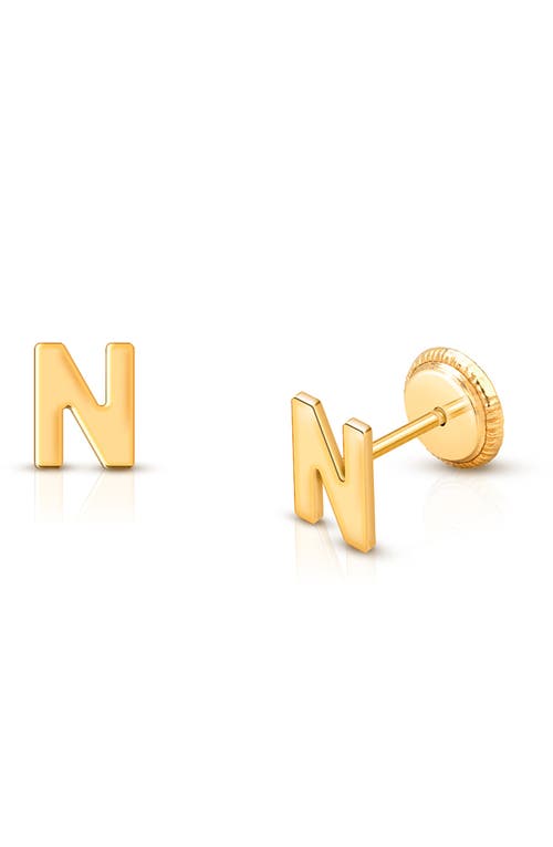 Tiny Blessings 14k Gold Initial Studs Screw Back Earrings In Gold