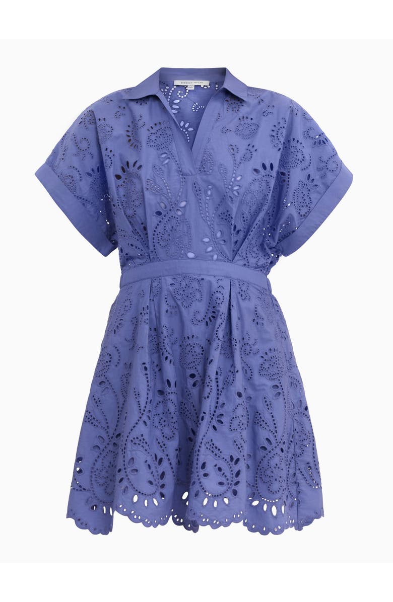 Rebecca Taylor Brielle Poplin Eyelet Mini Dress, Alternate, color, Lavender Bloom