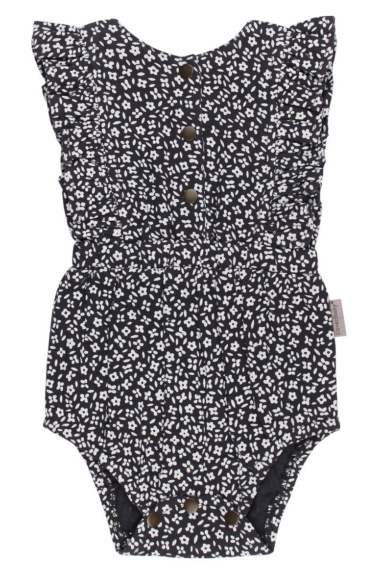 Ruffle Organic Cotton Gauze Romper, Main, color, CHIA FLORAL