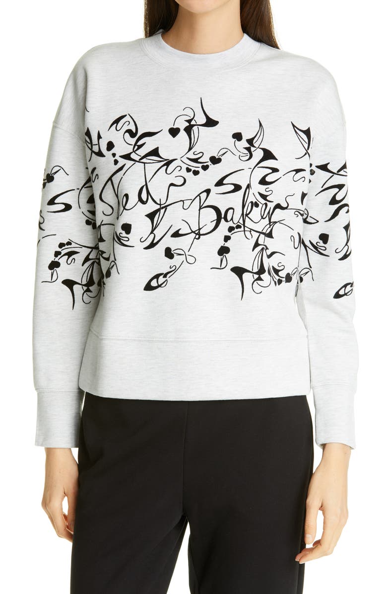 Ted Baker London Lyhndi Bergamot Flocked Sweatshirt, Main, color,