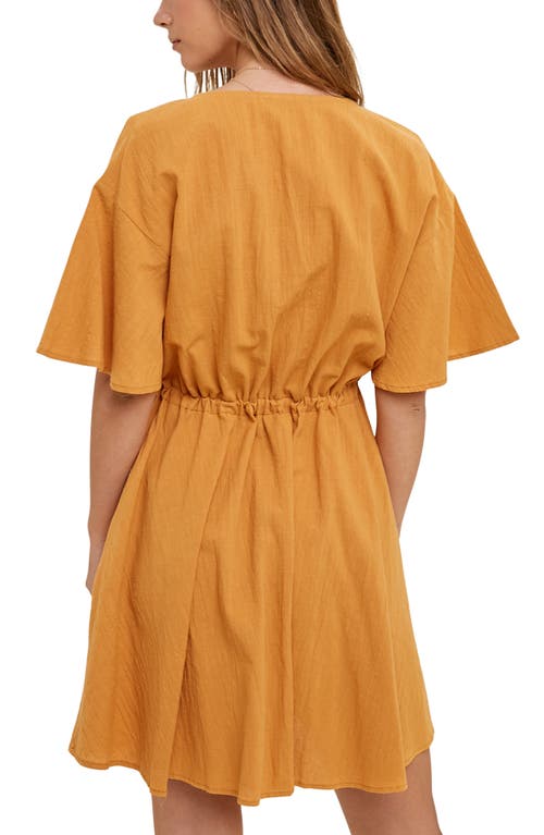 WISHLIST WISHLIST FLUTTER SLEEVE BUTTON-UP COTTON MINIDRESS 