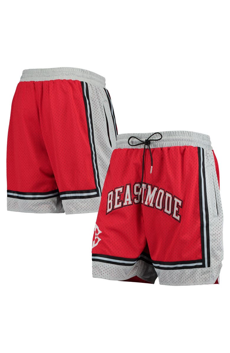 New Jersey Sets Men's Gray/Red Beast Mode Basketball Shorts, Main, color, 