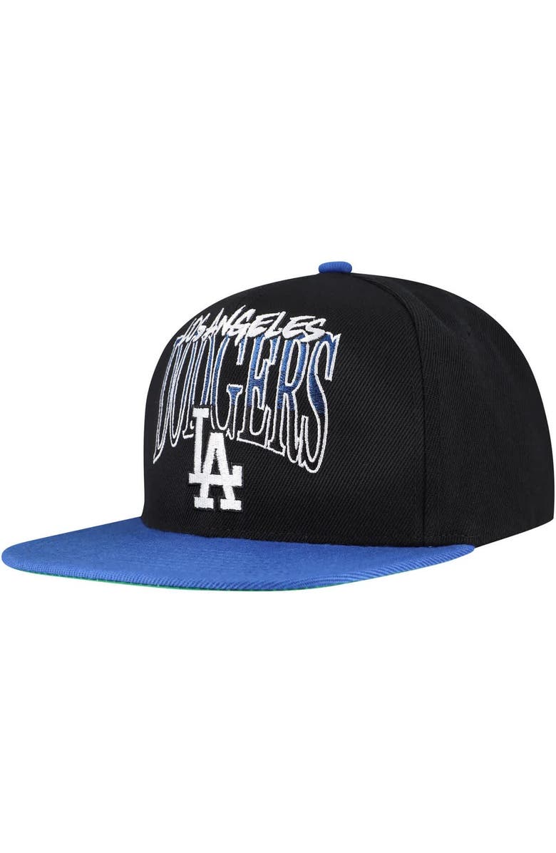 Mitchell & Ness Men's Mitchell & Ness Black Los Angeles Dodgers Rise Up Snapback Hat, Main, color, Black