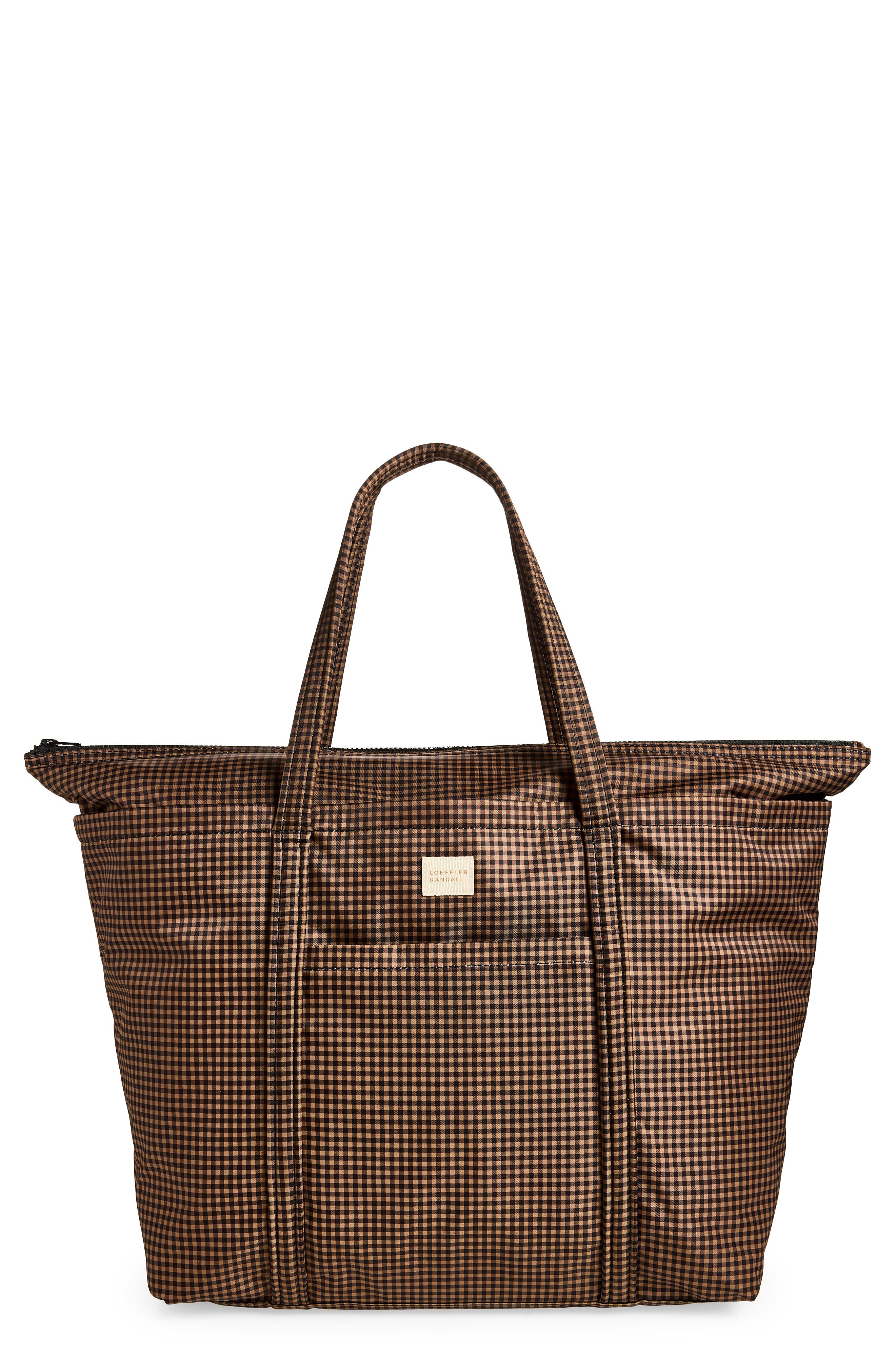 Loeffler Randall Dina Travel Tote, Main, color, Brown/ Black Check