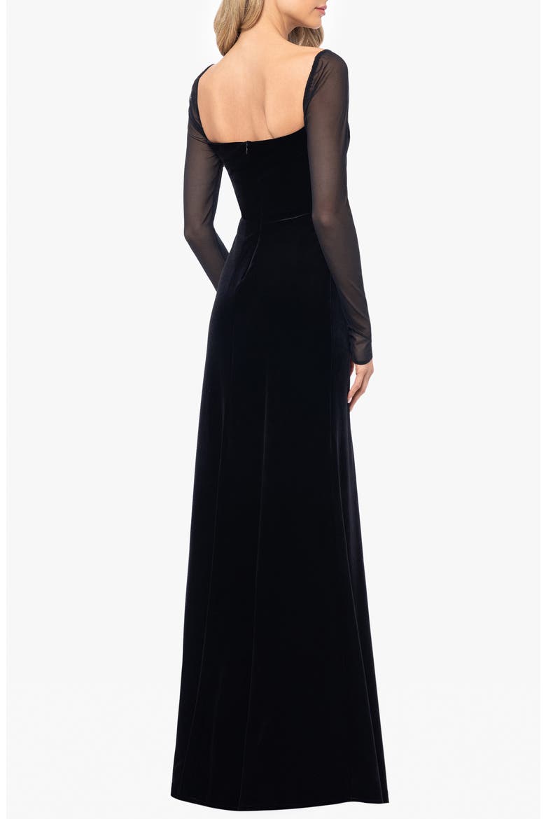 Long Sleeve Velvet Dress, Alternate, color, BLACK