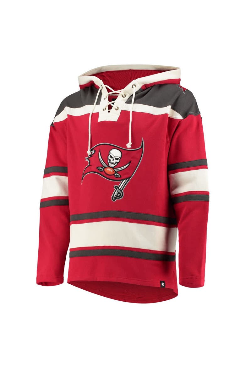 Men's '47 Red Tampa Bay Buccaneers Lacer V-Neck Pullover Hoodie, Alternate, color, Red