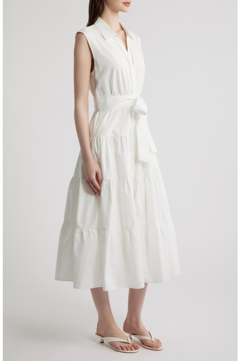 Bea Sleeveless Cotton Blend Shirtdress, Alternate, color, WHITE