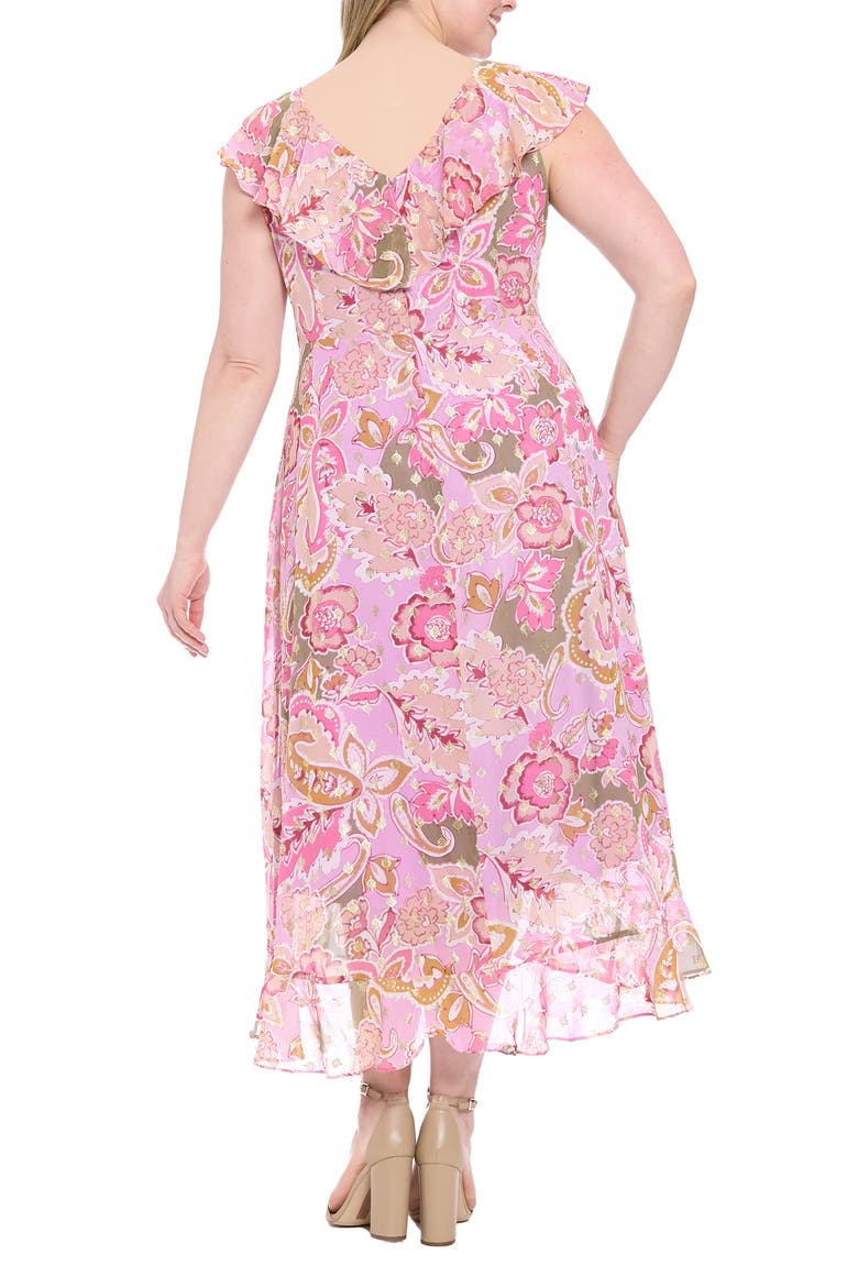 Ruffle Faux Wrap Maxi Dress, Alternate, color, LAVENDER/ PINK