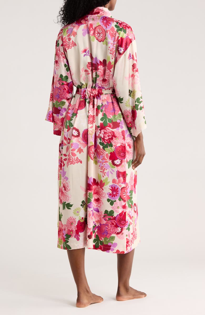 Natori Floral Satin Robe, Alternate, color, 