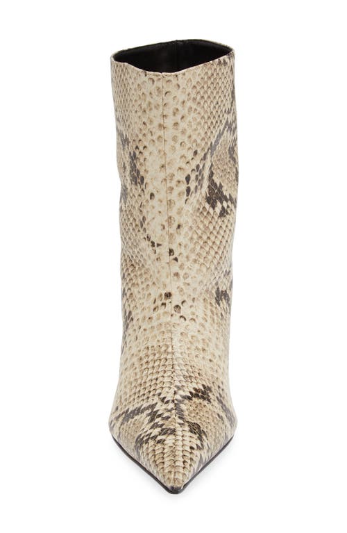 Schutz Frances Snakeskin Embossed Pointed Toe Bootie In Beige Snake