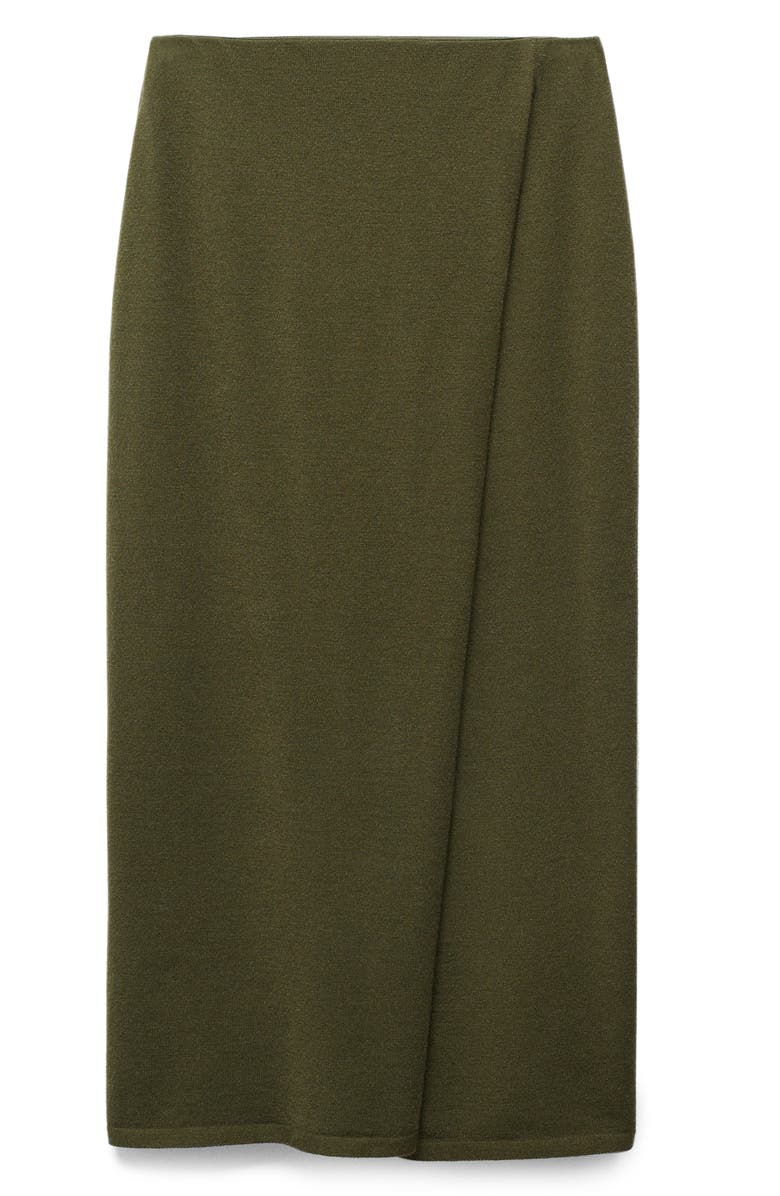 MANGO Knit Faux Wrap Skirt, Alternate, color,