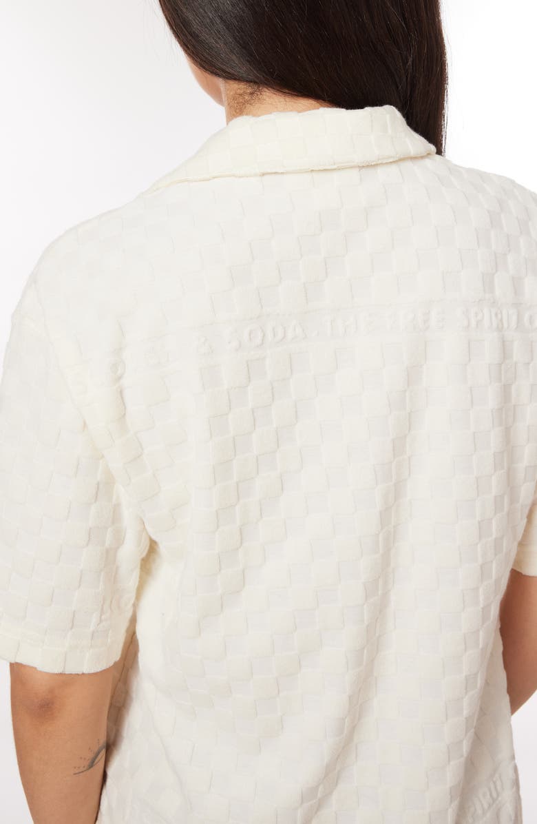 Scotch & Soda Terry Cloth Camp Shirt, Alternate, color, Soft Ice