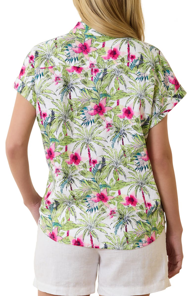 Tommy Bahama Coastal Palms Floral Short Sleeve Linen Button-Up Shirt, Alternate, color,