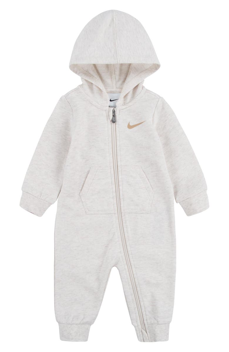 Nike Hooded French Terry Romper, Main, color, Pale Ivory Heather