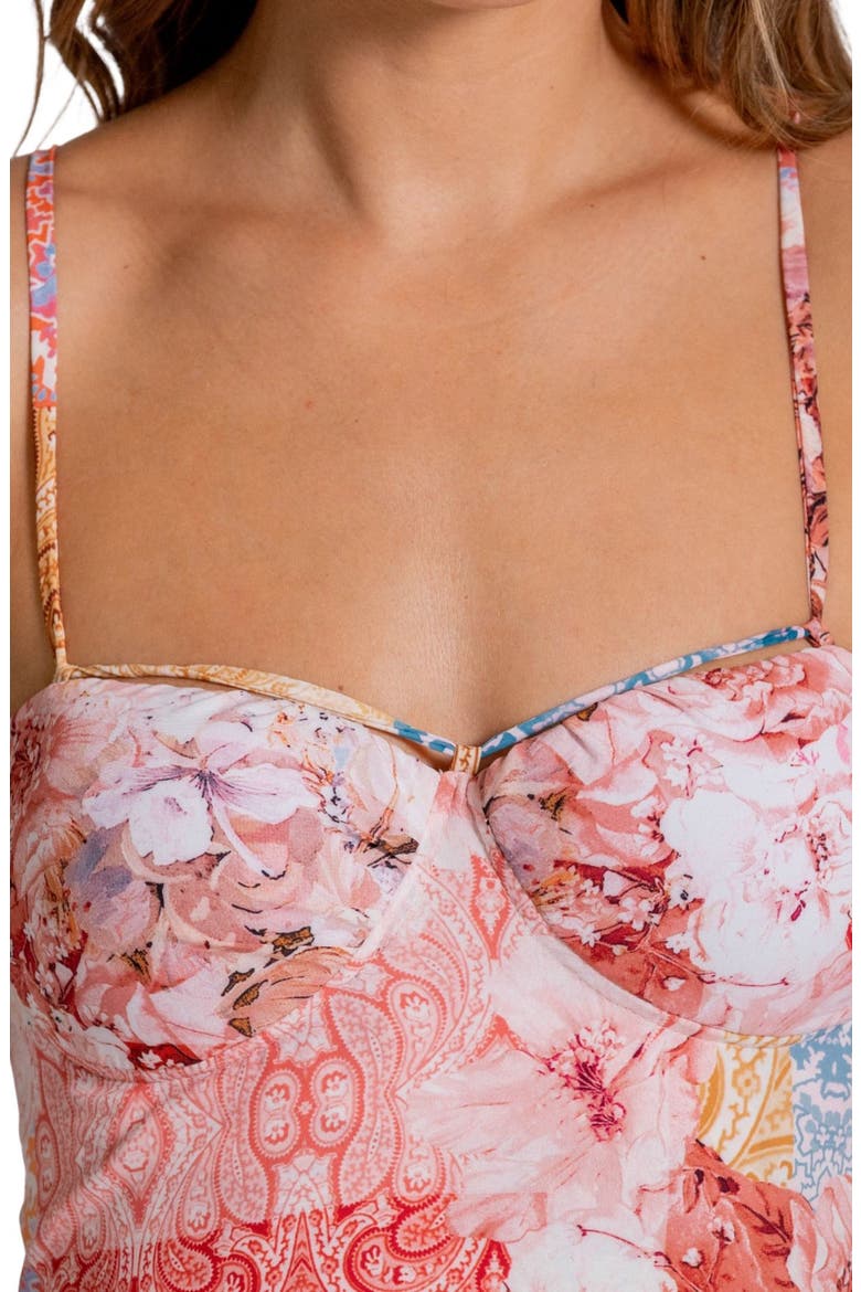 Lace-Up Back Underwire Fit & Flare Cover-Up Mini Sundress, Alternate, color, MULTI