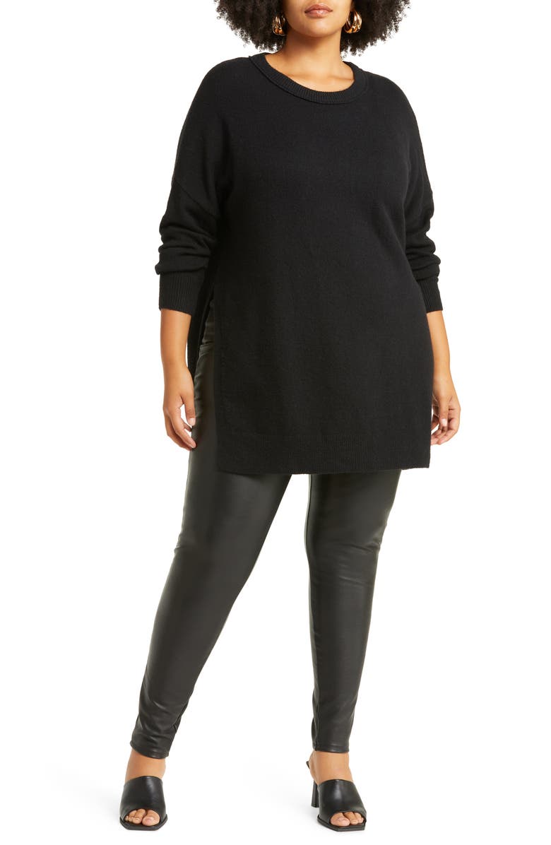 Open Edit Asymmetric Side Slit Hem Tunic Sweater, Main, color, 