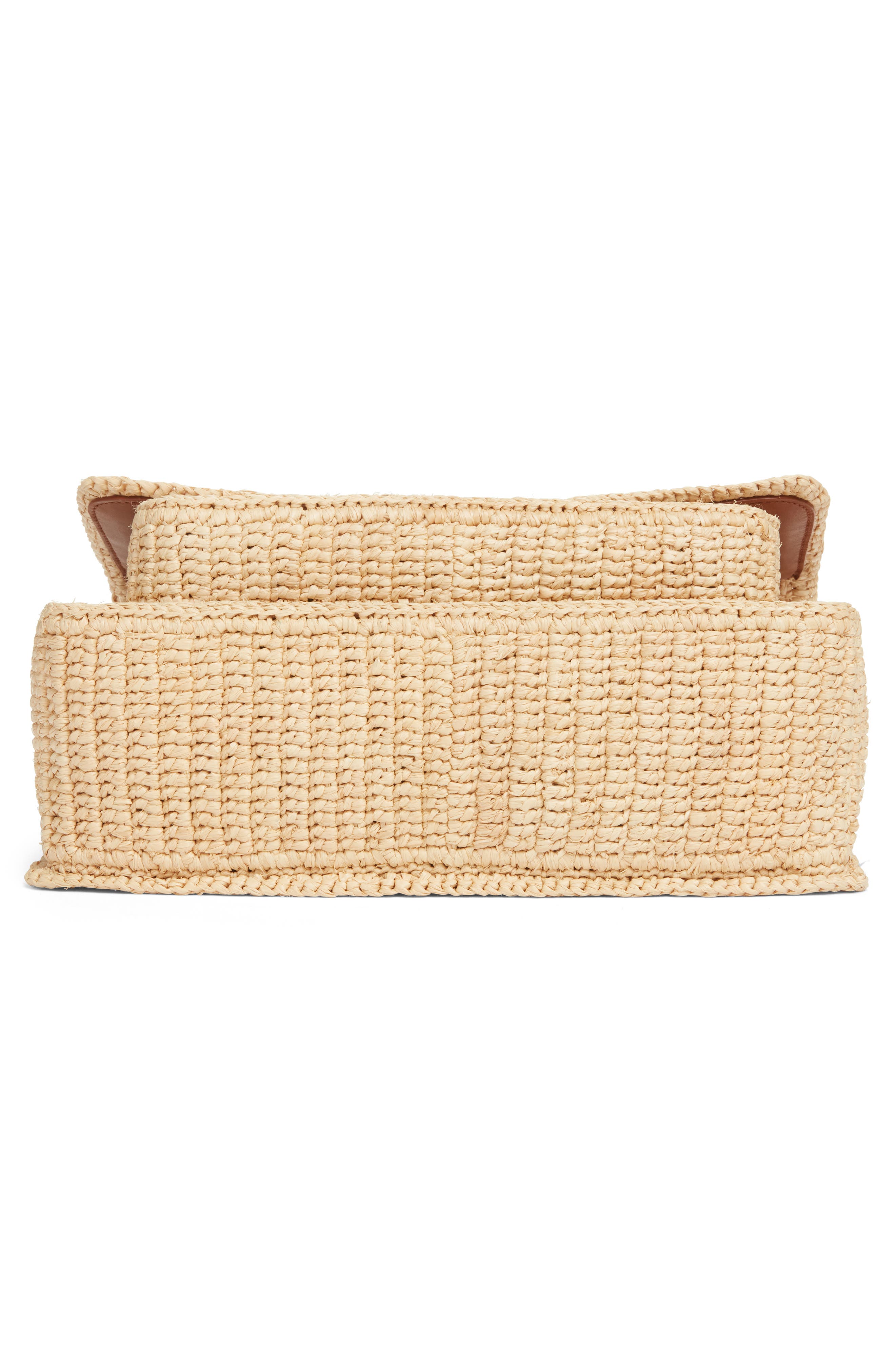 Saint Laurent Medium Niki Woven Raffia Shoulder Bag, Alternate, color, Natural/ Brick
